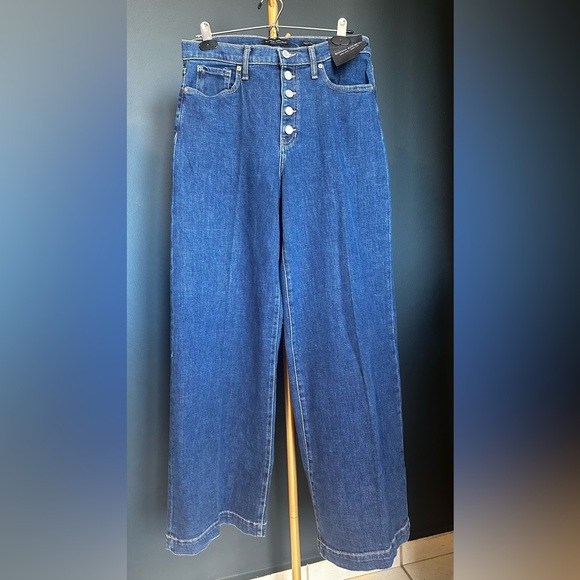 Banana Republic Buttoned Dark Blue Flare Jeans - Picture 3 of 9